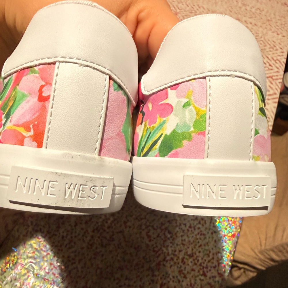 Nine West White‎ and Pink Floral Sneakers - Picture 10 of 16